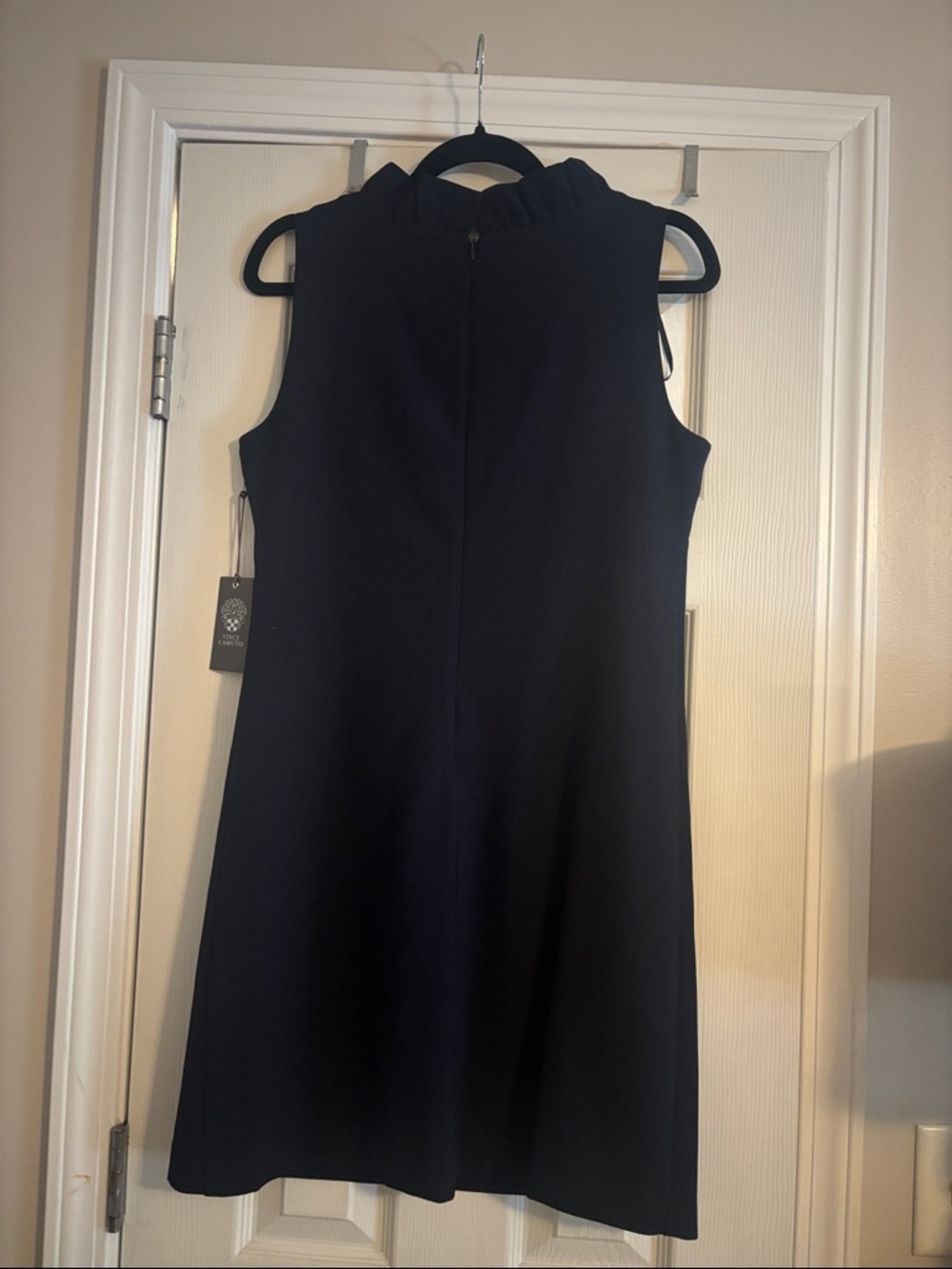 Sleeveless Ruffle-Neck Navy Dress - Picture 4 of 4